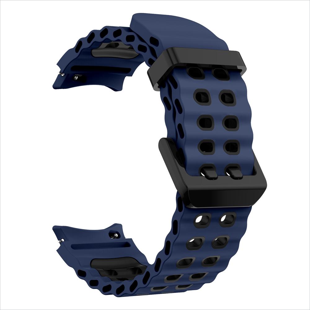 Inga Mellanrum Tvåfärgad Marin Sport Silikonrem För Samsung Galaxy Watch 7 FE 6 5 Pro 4 44mm 40mm Klocka och Armbandsrem