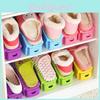 Plastic Saving Space Shoe Stand Dual Levels Adjustable Features Bedroom Use