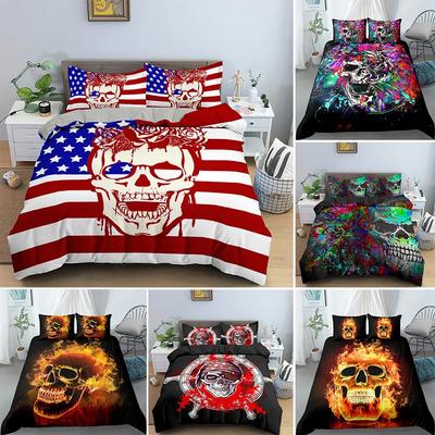 Luxus-Bettwäsche-Sets 3D-Totenkopf-Bettbezug-Set mit Kissenbezug QueenKing Size Tintenmalerei Bettwäsche Drop Shipping