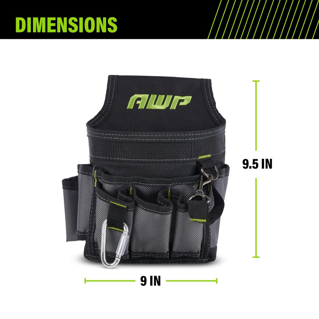 AWP Mini Electrician's Tool Pouch, Work Bag, 1pc, Black/Gray