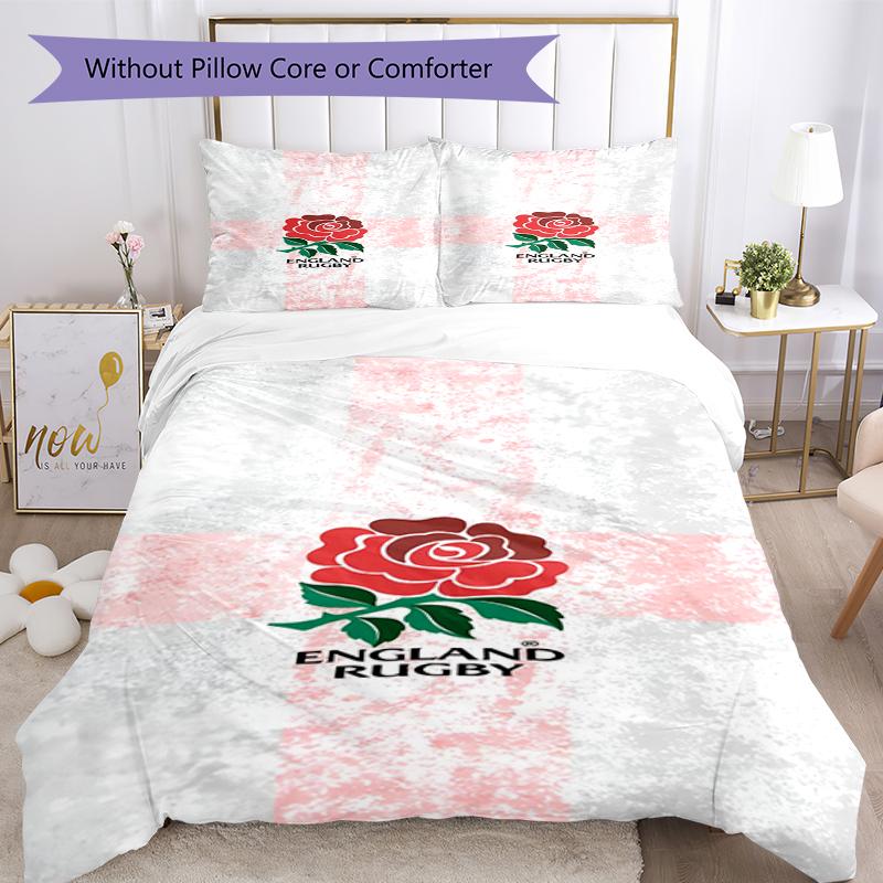 Set Biancheria da Letto Rugby Inghilterra 3 Pezzi Copripiumino Chiusura Include 1 Copripiumino & 2 Federe, Morbido e Confortevole per Tutte le Stagioni.