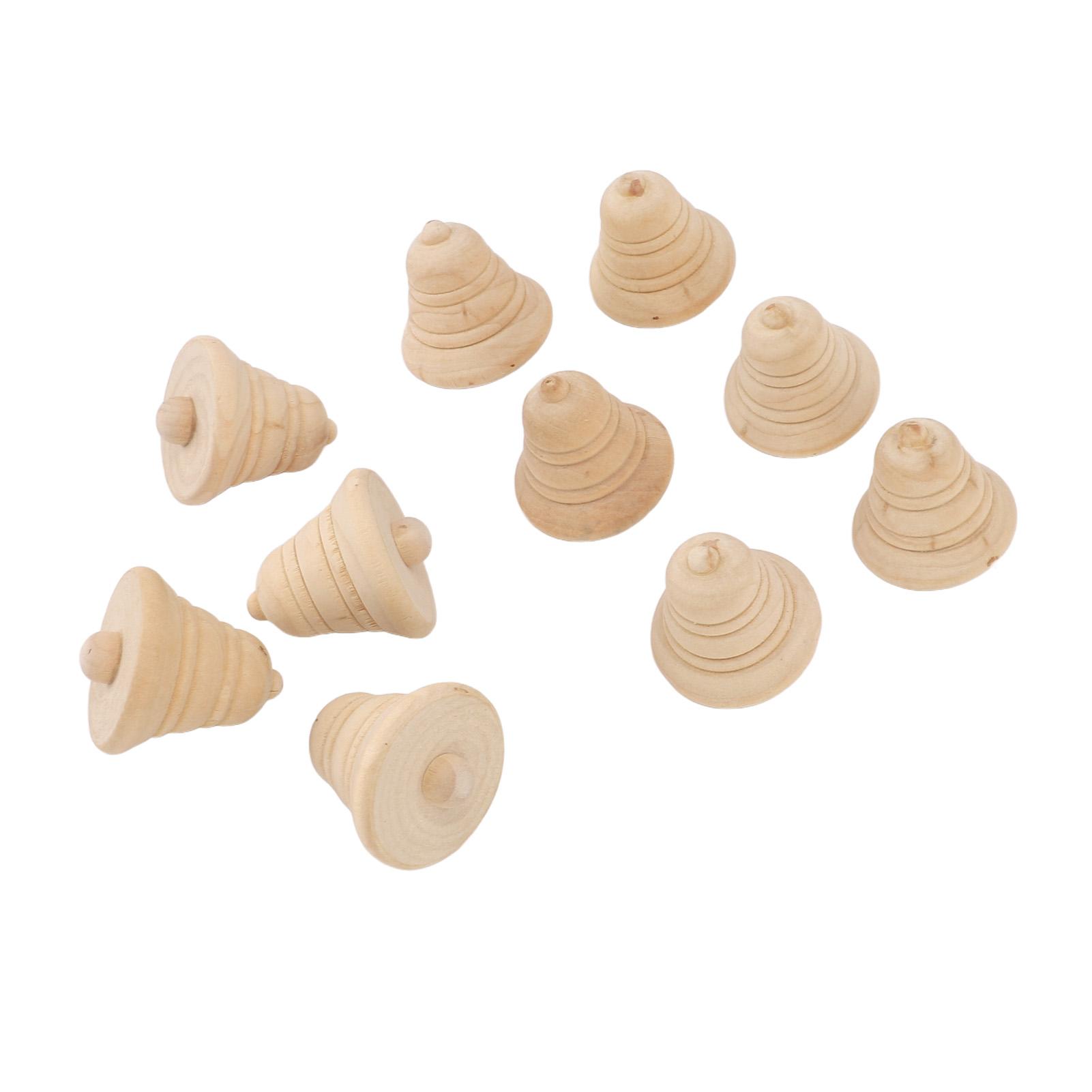 

10 шт. Деревянный декоративный колокольчик, пустой, милый, незаконченный, рождественский колокольчик с подвесной веревкой