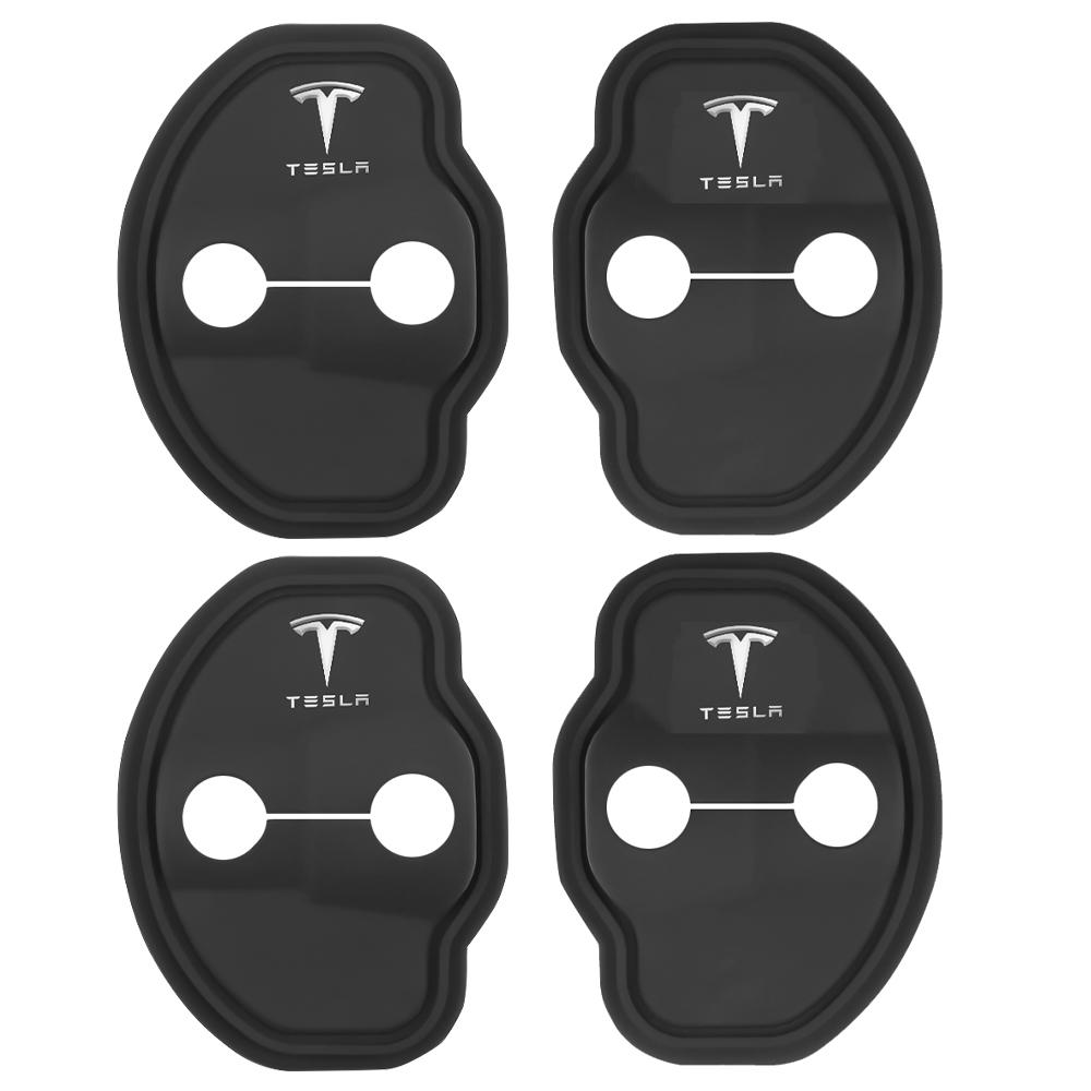 2/4Pc Car Silicone Door Lock Cover Protective Sticker Accessories For Tesla Model 3 Model S X Model Y Roadster SpaceX Cybertruck