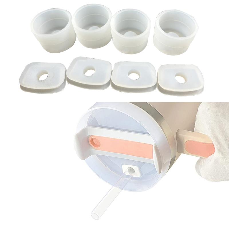 8Pieces Silicone Spill Proof-Stopper Set Leak-Stopper for Cup Straw Cover Cap Square Spill-Stopper Round Leak-Stopper