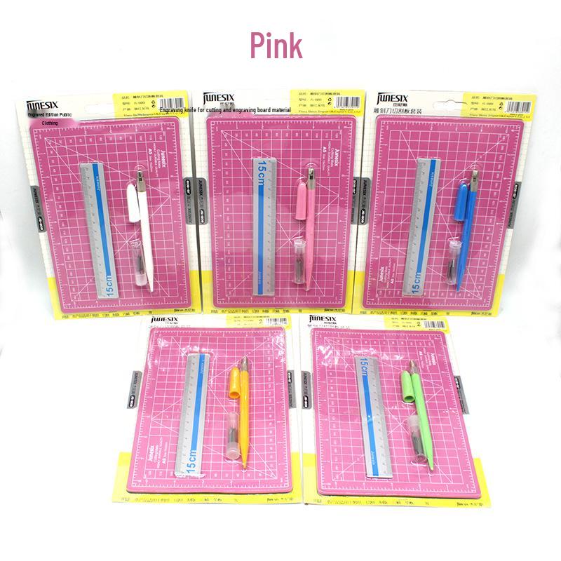 A5 Art Craft Set: Notebook, Cutting Mat, Engraving Knife, Aluminum Ruler - 3-Piece Kit (JS0015)