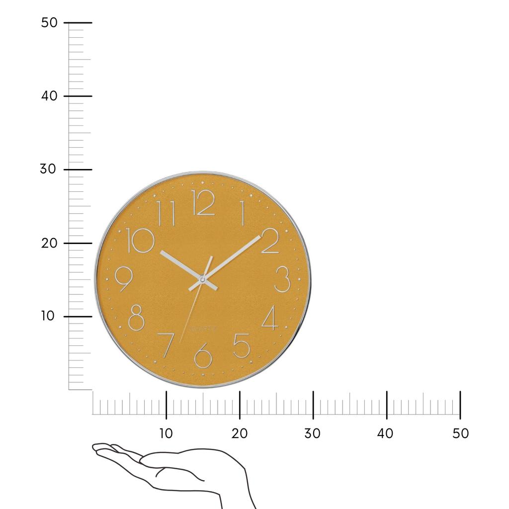 Clock 30 Cm Yellow Metal Round Gold Laure