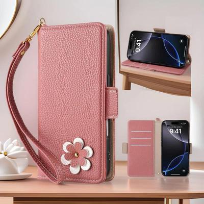 Lychee Pattern Flip Case for iPhone 17 Pro with Card Slot