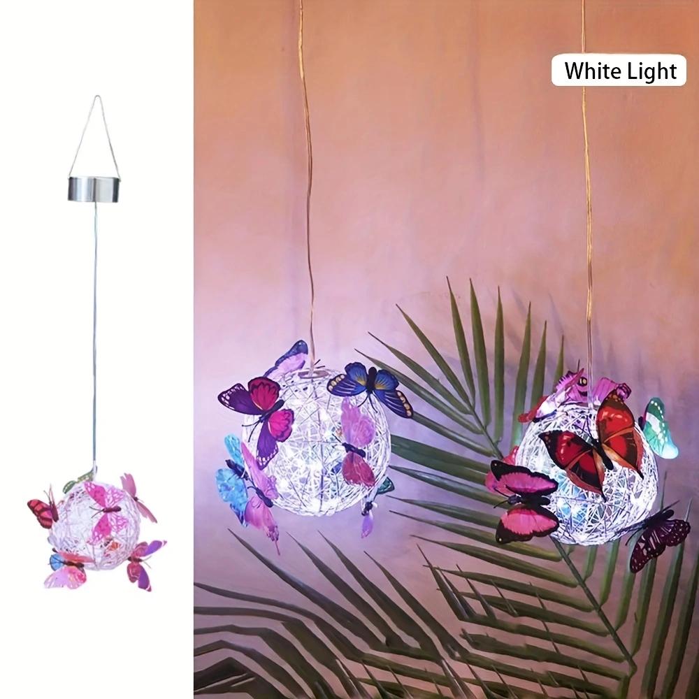1 Piece Colorful Butterfly Solar Globe Light Outdoor Patio Garden Decorative Hanging Tree Lights Holiday Mood Lighting
