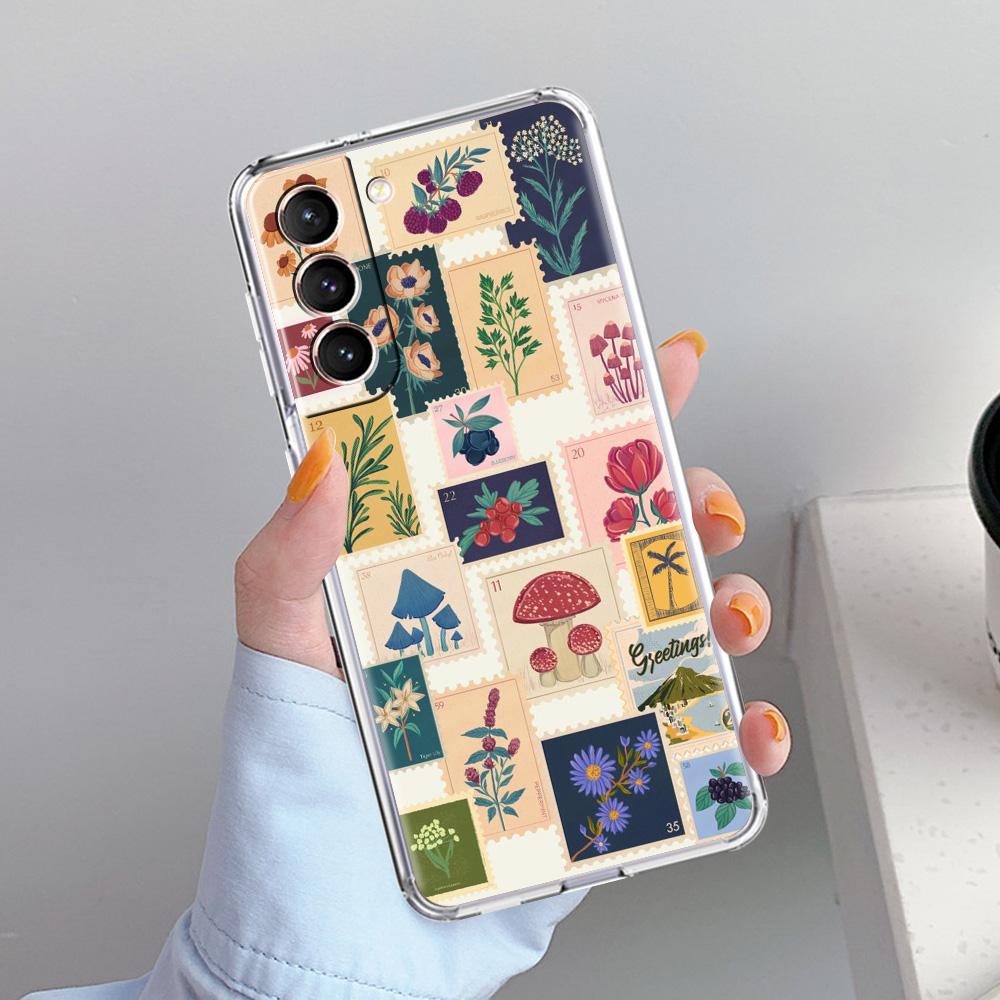 Phone Case For Samsung Galaxy S26 S25 S24 S23 S22 Ultra S20 S21 FE 5G Plus Soft Clear Cover Vintage Stamp Puzzle
