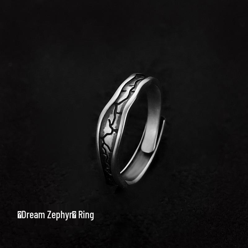 Men's Stackable Vintage Distressed Open Finger Smile Ring Anti-Thai Silver.