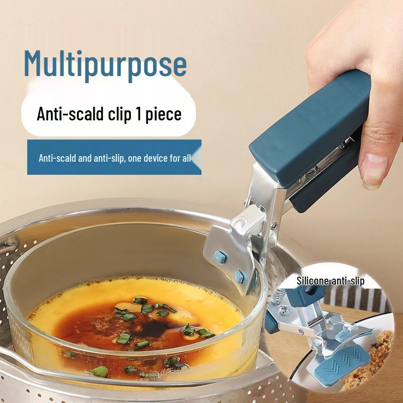 Stainless Steel Anti-Scald Bowl and Plate Lifter with Non-Slip Grip