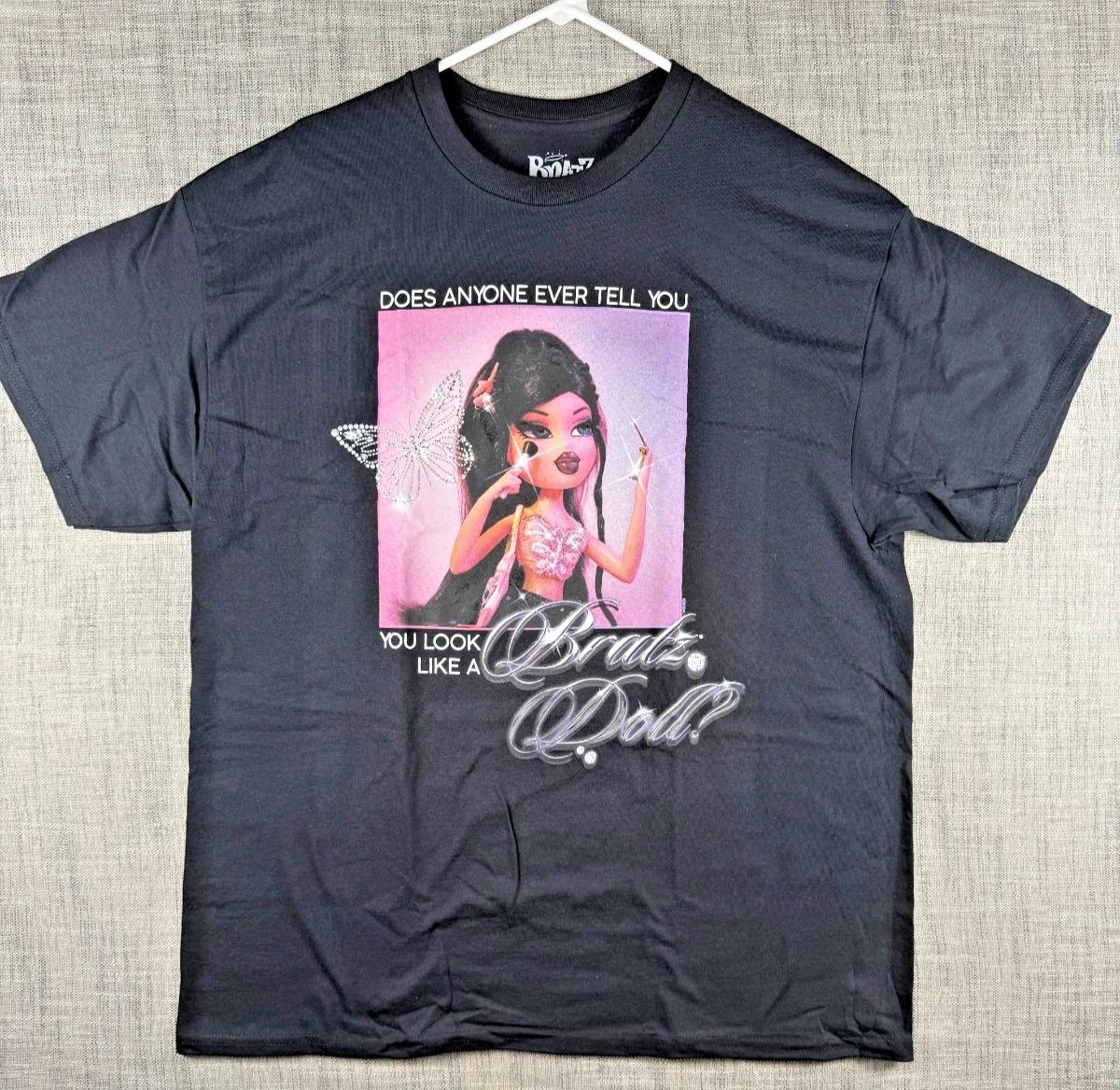 Размер M - Bratz Вам когда-нибудь говорили, что вы похожи на куклу Bratz Графическая футболка 100% хлопок Мужские футболки Топ Черный 3XL
