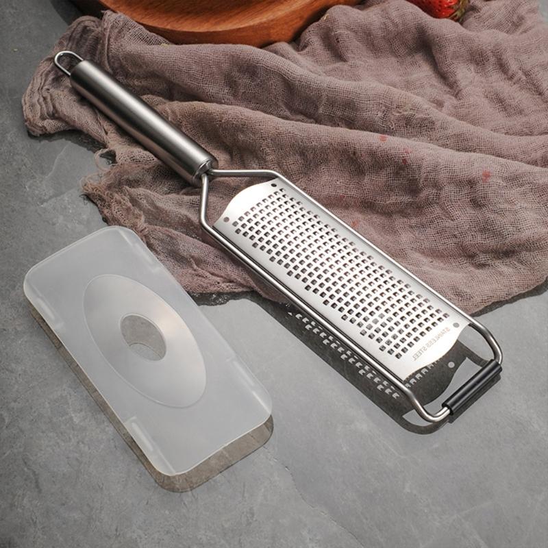 Grater with Tube Handle Stainless Steel Cheese Grater Gingers Garlic Shredders Chocolate Planer Kitchen Tool 6XDE