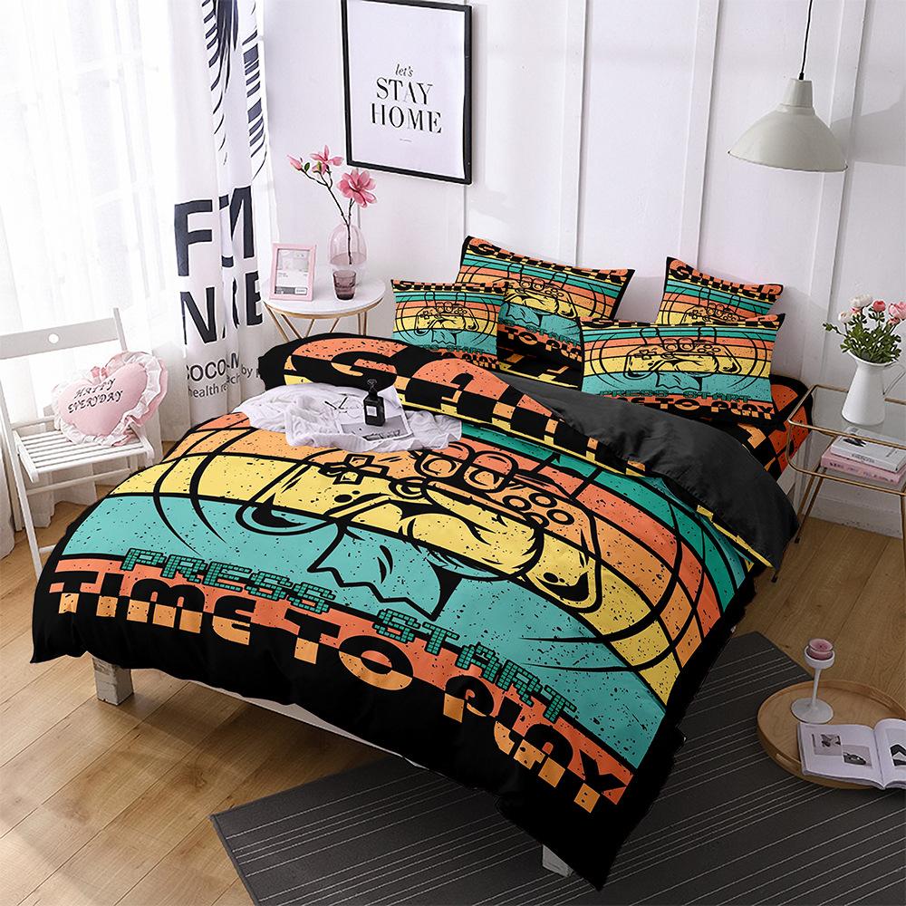 Gamepad Three-Piece Mobile Game Elements 3D Digital Printing Quilt Cover Bedding Four-Piece Set