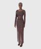 Marine Serre (W) Recycled Moon Mesh Long Dress Brown