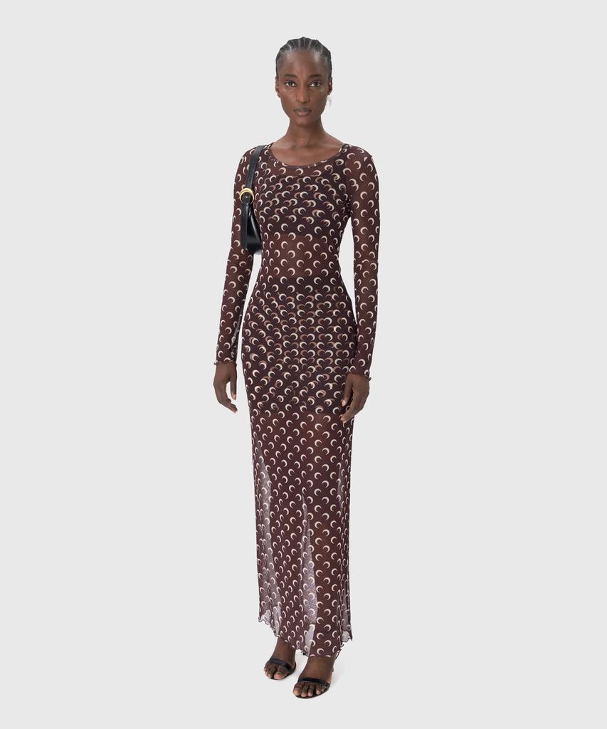Marine Serre (W) Recycled Moon Mesh Long Dress Brown