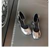 Fashion Fashion Tabi Ninja Shoes WomenRound Split Toe Shallow Thick Heel Sandals Single Mid Heel Mary Janes Shoes Female Pumps
