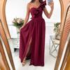 Summer Sleeveless Off-the-shoulder Ruffled Hem Split Dress Women's Holiday Party Party Women's Long Skirt Elegant, Generous and Simple