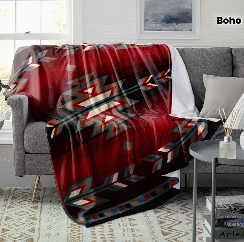 Bohemian Pattern Flannel Blanket Gift Blanket Family and Friends Nap Blanket Throw Blanket Blanket for Sofa Camping and Travel 75X95CM