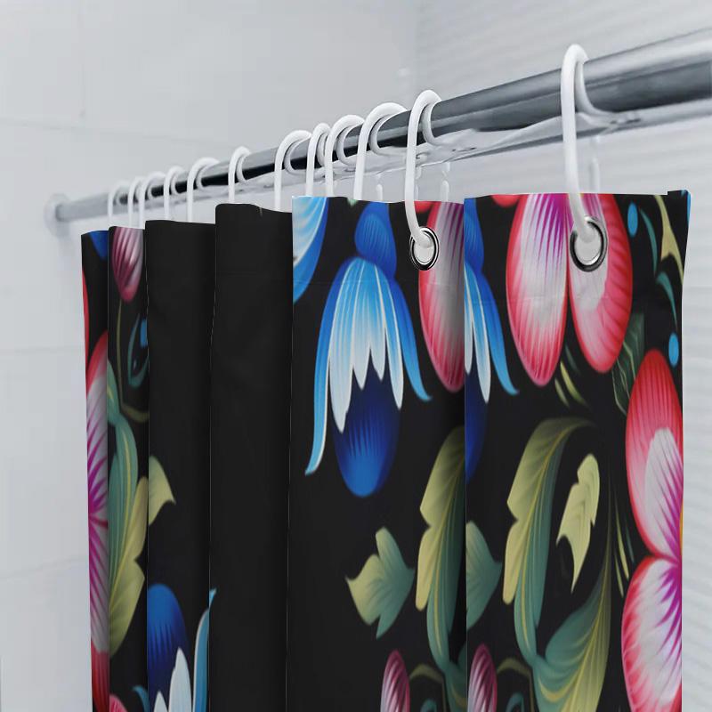 Colorful Floral Shower Curtain Printed Polyester Fabric Bath Decor Waterproof Bathroom Accessories Blue Pink Red White Yellow Gr