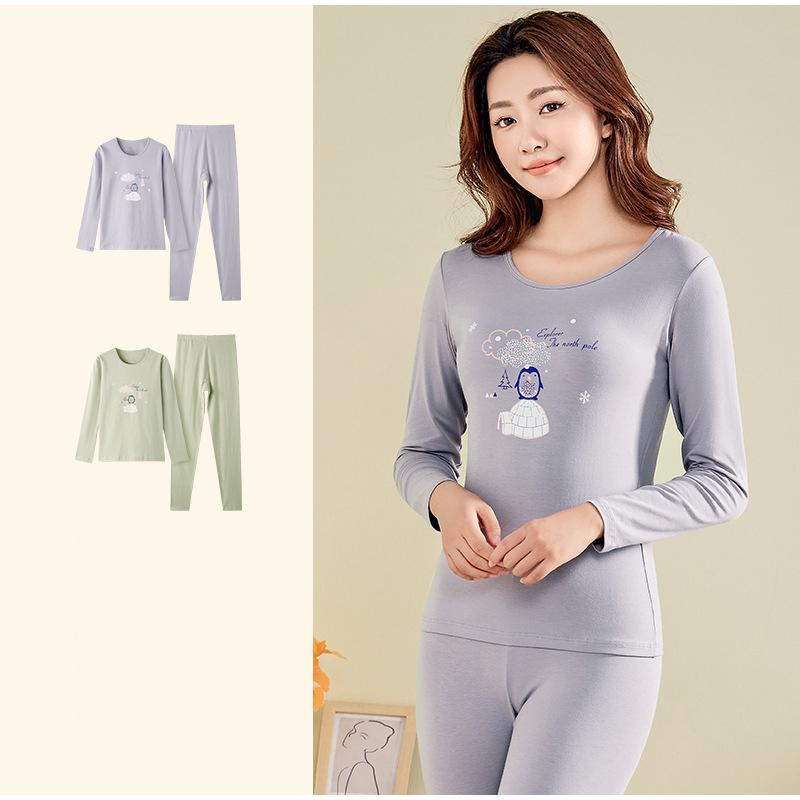 Осенне-зимний хлопковый цветочный женский термобелье с принтом — фото 9