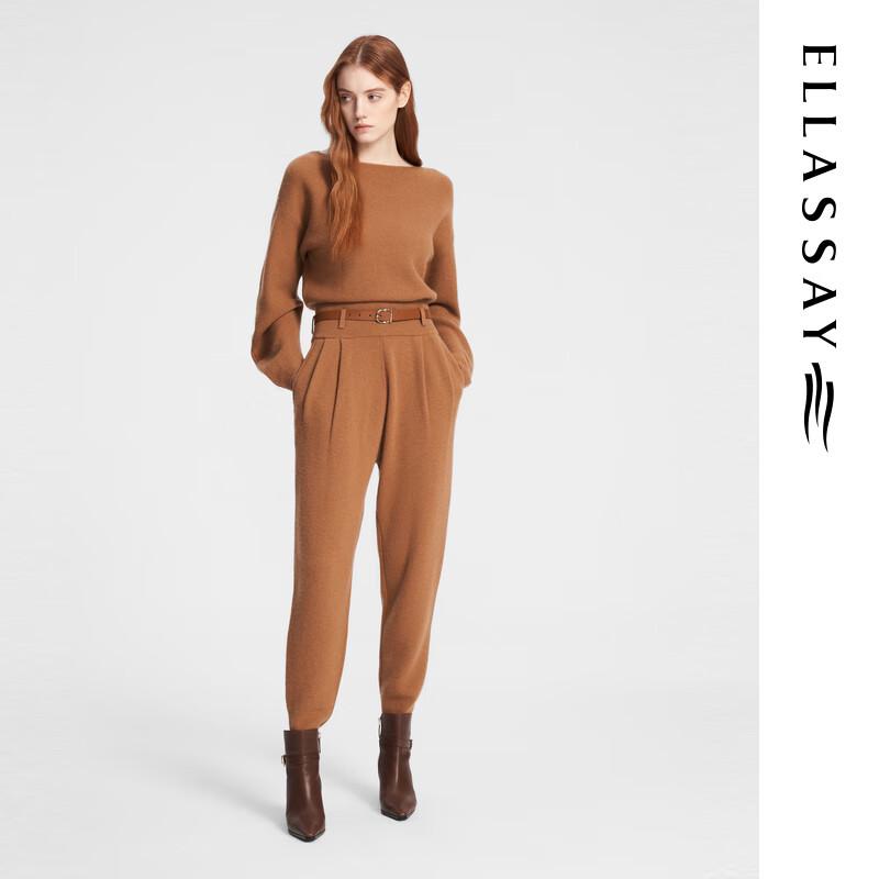 ELLASSAY Women's High-Waisted Tapered Wool Blend Casual Pants