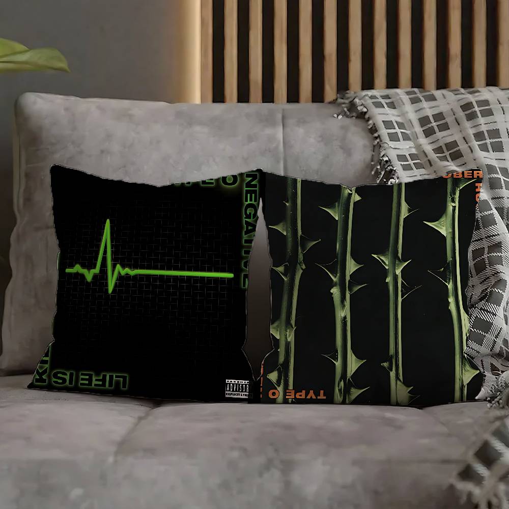 Green T-Type O N-Negative Pillow Case For Sofa Decor Car Office Room Printing Cushion Cover Decorations and Protector