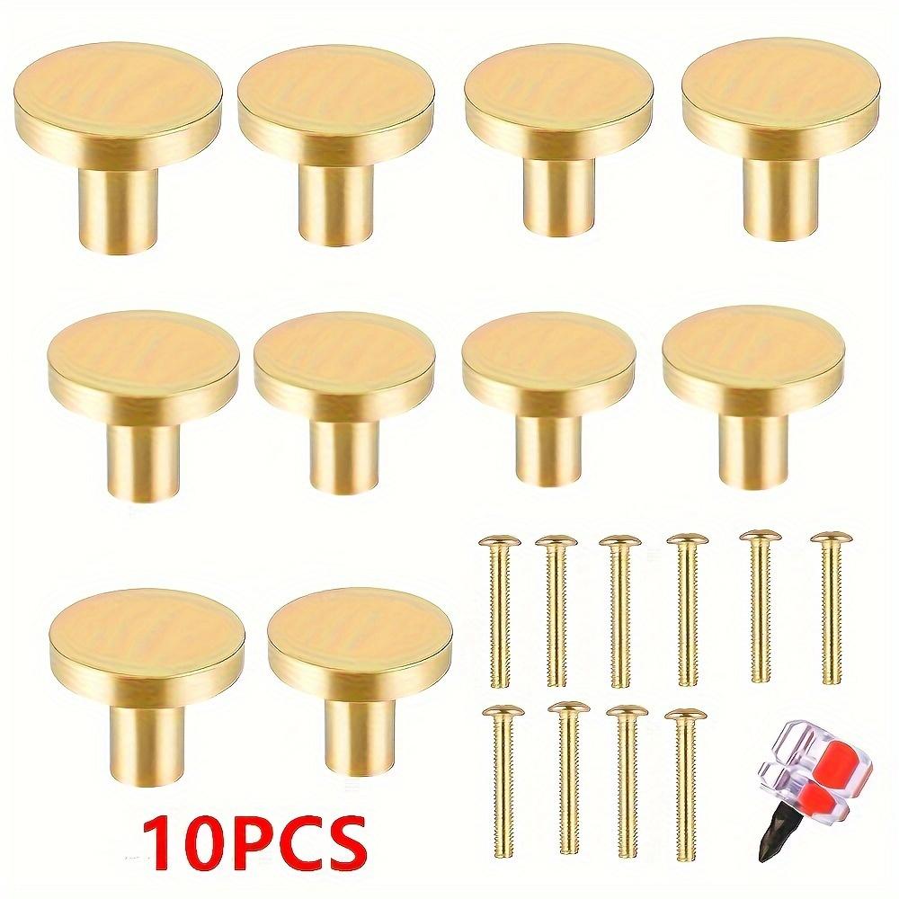 10 ks Zlatě leštěné kovové knoflíky na zásuvky, 20x25mm - Odolné rukojeti s jedním otvorem pro skříňky, šatní skříně a komody, včetně šroubů