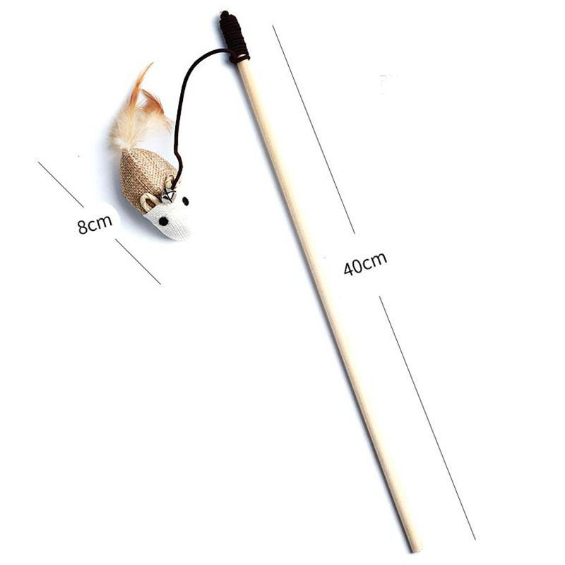 Cat Toys Feather Toys Kitten Funny Colorful Rod Cat Wand Toys Wood Pet Cat Toys Interactive Stick Pet Cat Supplies