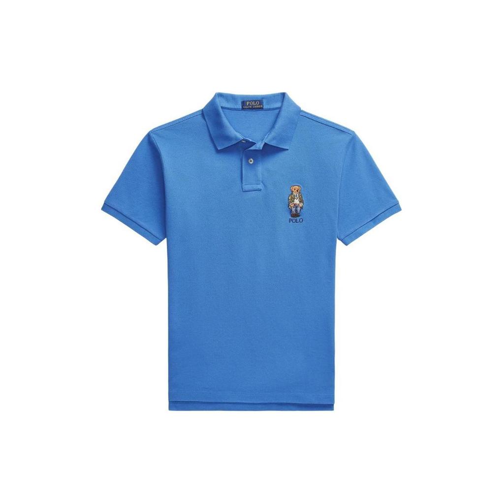 Polo Ralph Lauren SS24 Bear Pattern Embroidered Short Sleeve Polo Shirt Men Tops Cornflower-Blue 710853312-025