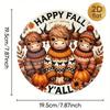Vintage Happy Fall Yall Hochlandrind Kranz Runder Eisen Wandkunst Dekor für Bar Café Veranda Zuhause