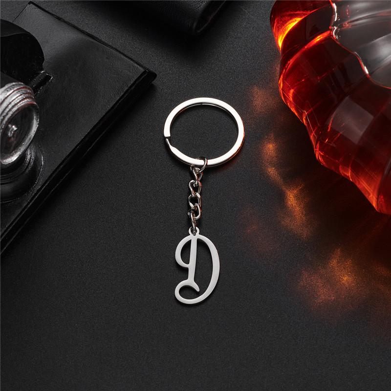 Fashion DIY A-Z Initials Metal Keychains Holder Pendent Key Chain Women Car Key Ring Simple Letter Name Keyrings Party Gift