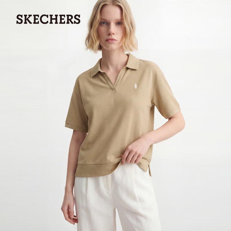 Skechers Klassisches Damen-Strick-Poloshirt mit kurzen Ärmeln L226W064
