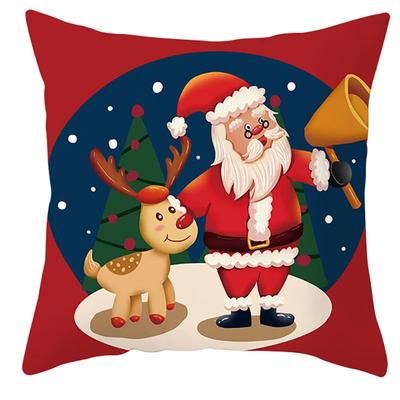 45X45Cm Merry Christmas Santa Claus Printed Cushion Cover for Home Living Room Sofa Decoration Square Pillowcase