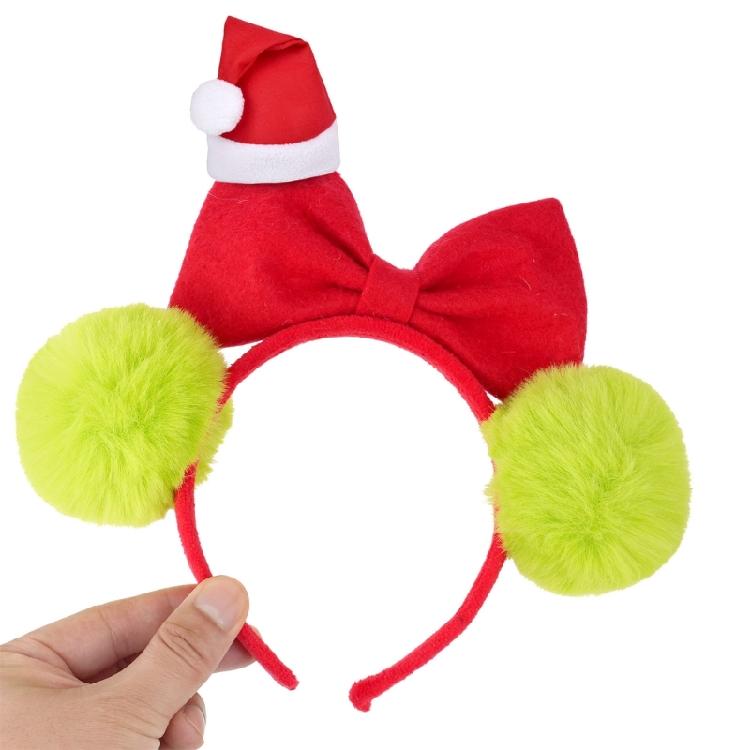 Santa Hats Mouse Ears Christmas Headbands Fuzzy Hairband Adjustable Holiday Party Hair Accessory For Family Costume Fun