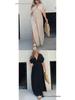 Summer V-neck Batwing Sleeve Elastic Waist Split Long Dress