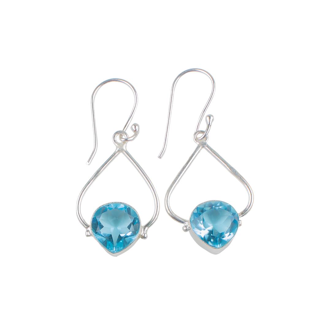 Sky Blue Topaze Gemstone 925 Sterling Silver Artisan Jewelry Earrings For Wife EE-33-6
