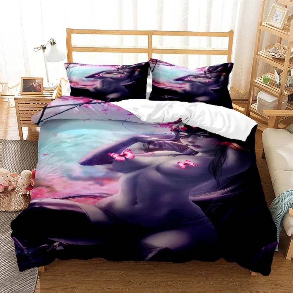 Sexy Anime Beauty Digital Print Comfortable Duvet Quilt Cover Pillowcase Bedding Set Children Bedroom Decoration Home Textile
