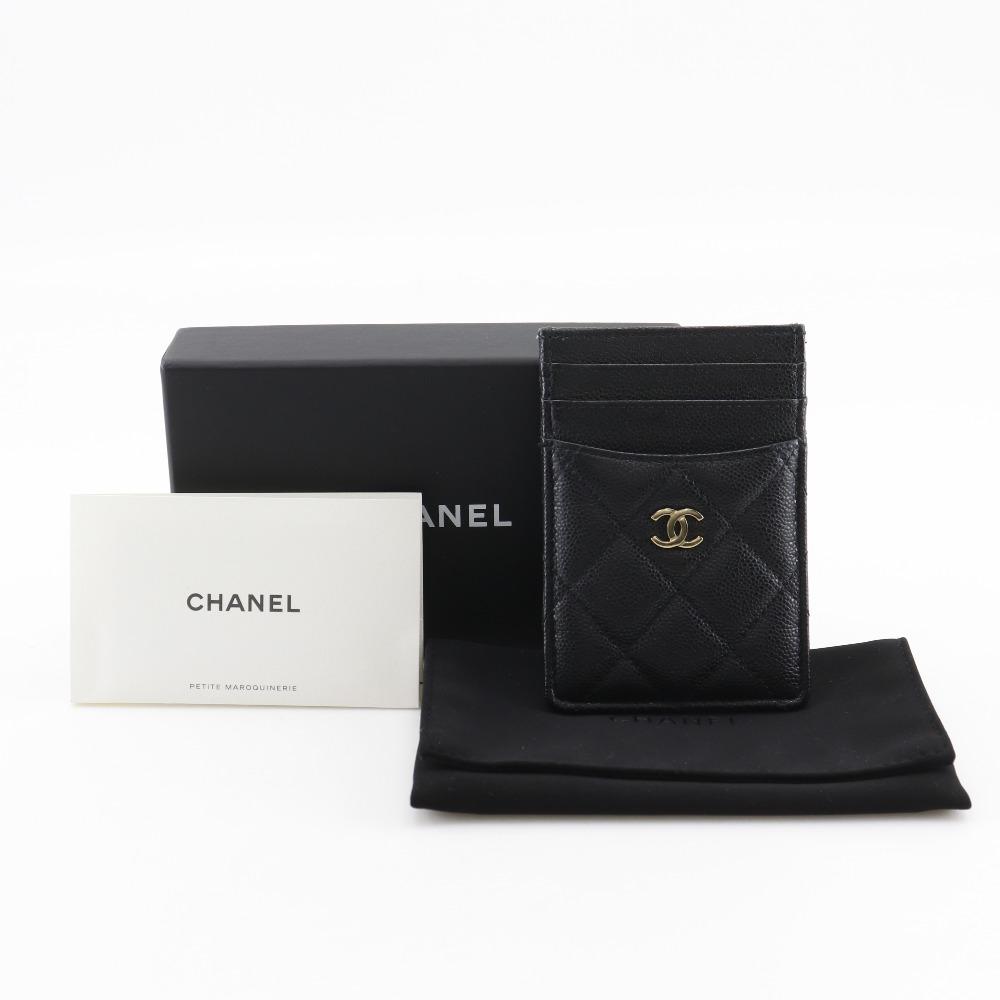 CHANEL Matelasse Card Case AP3595 Gold Hardware COCO Mark black/Cabin skin Women Used