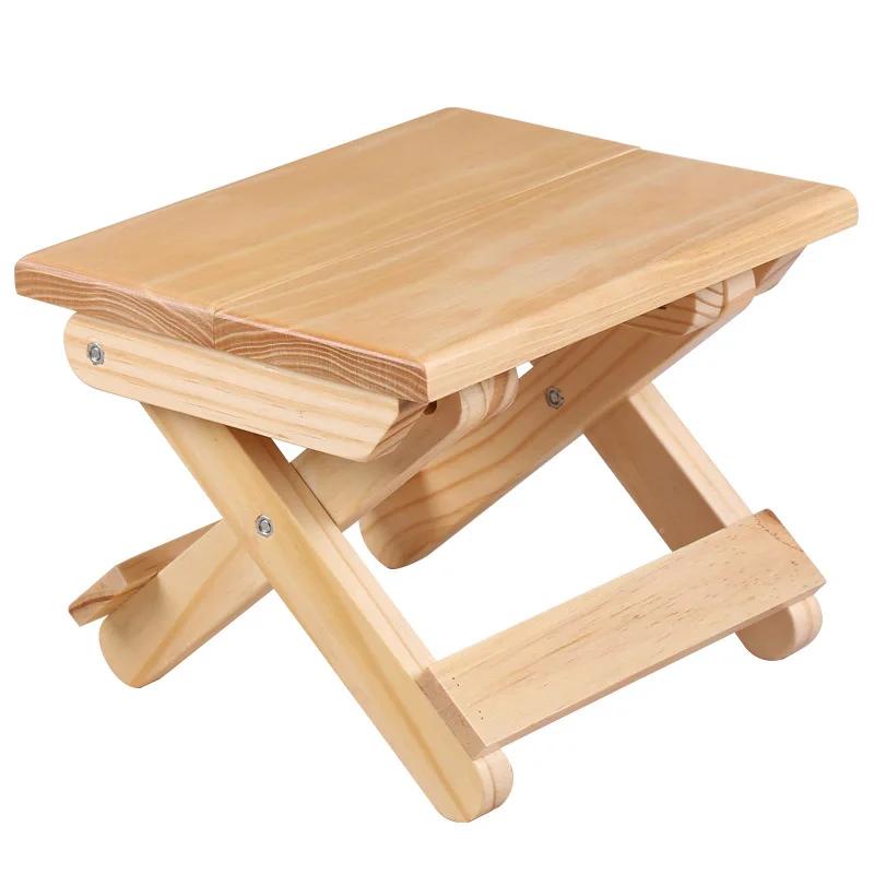 Pine Wood Folding Stool Portable Household Solid Wood Taburet Outdoor Fishing Chair Small Bench Square Stool Kids Furniture