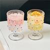 Europäische Retro Hohe Glasbecher auf Fuß, Bemalte Polka Dot Whiskeygläser, High-End Brandy Champagner Weingläser Barzubehör
