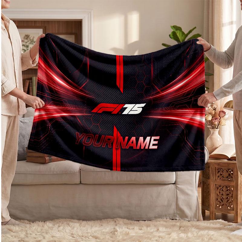 F1 Flannel Blanket, Custom Name Text Personalized Soft Throw Blanket Home Decor Gift