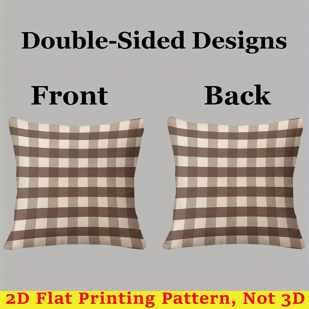 Mocha Plaid Square Jacquard Pillow Cover for Sofa Office Waist Cushion Cover Home Decorative Pillowcase