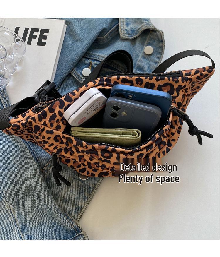 Women's 2024 Leopard Print Crossbody Chest Bag – Stylish Korean Design, Versatile for Waist or Shoulder Wear