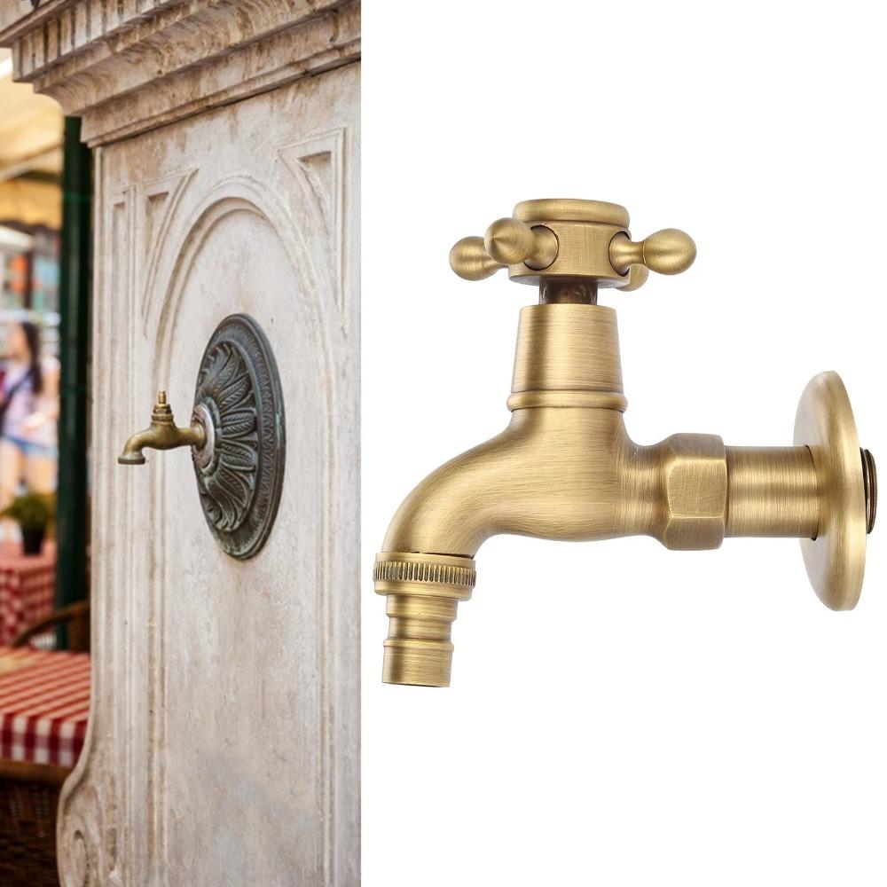 Wall Mounted Water Tap Crane Antique Brass Faucet Tap Single Handle Faucet For Washing Machine