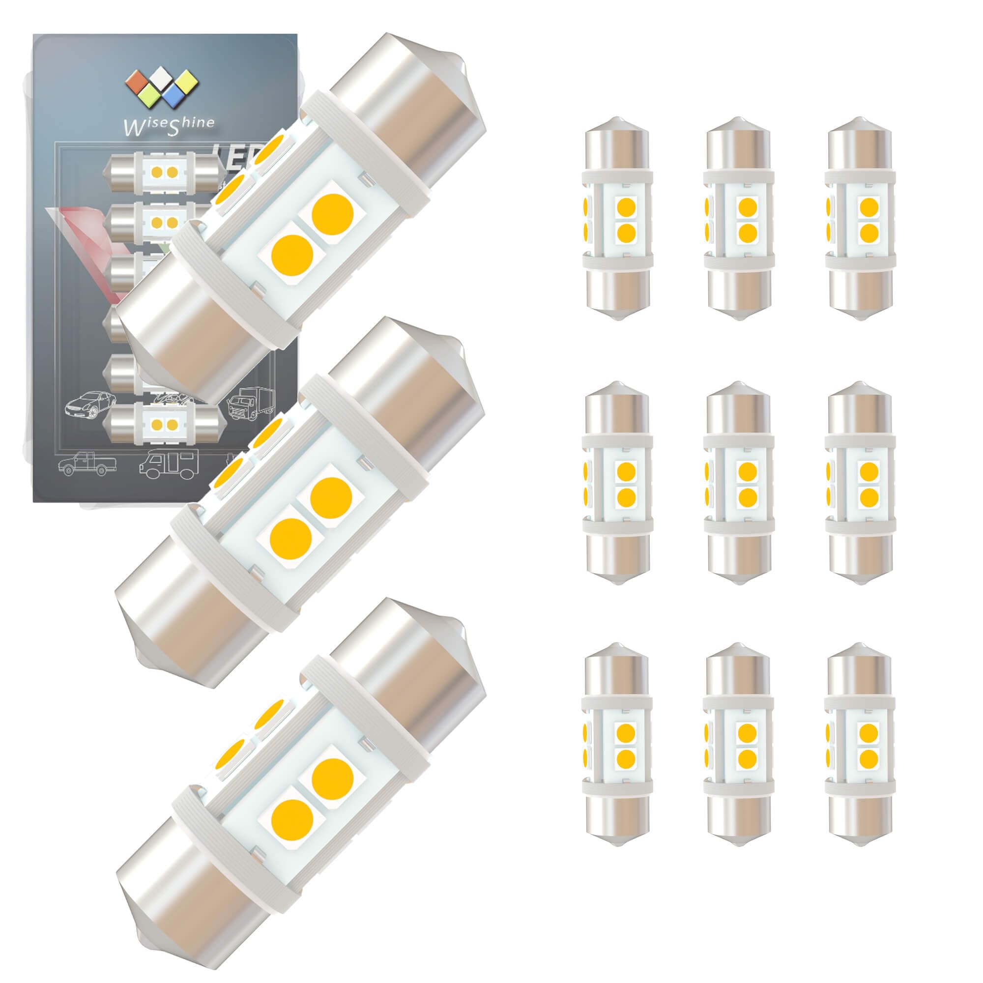 WiseShine DC 12V 29mm 6641 LED Room Lamp Festoon LED 29mm 12V 12PCS белый