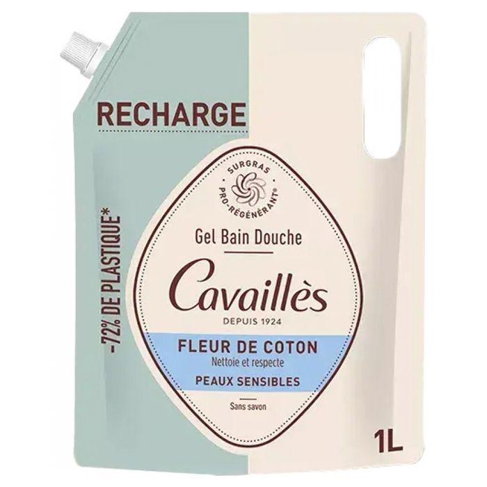 Cavaillès Gel Bain Et Douche Fleur De Coton Peaux Sensibles Éco-Recharge 1 L