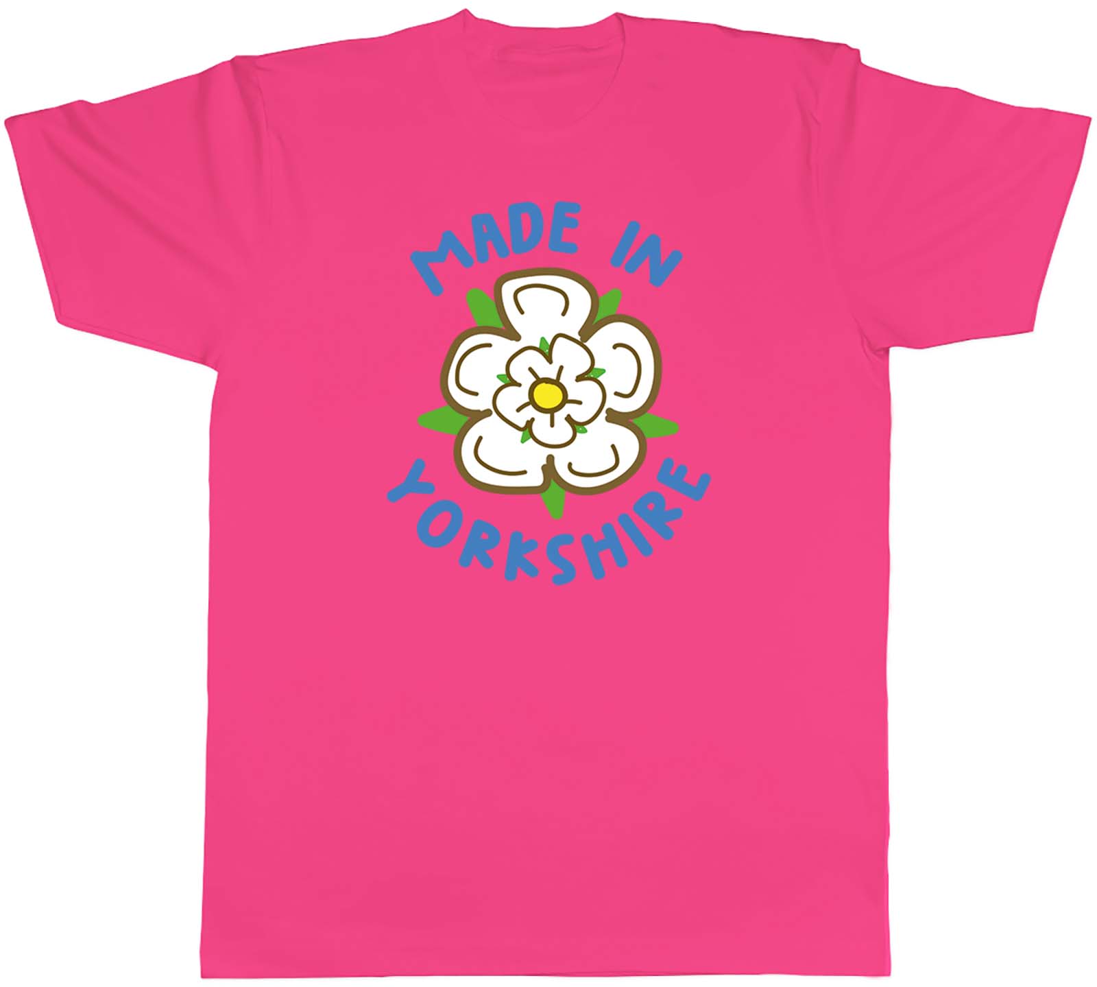 Made in Yorkshire Mens T Shirt White Rose of York Unisex Tee Gift 3 2XL