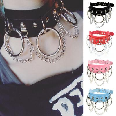 Gothic PU Leder Choker Halskette für Frauen Mädchen Punk Rock Halsband Kette Halskette für Halloween Party Kostüm