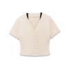 European and American French Women's Clothing Fashionable and Versatile Temperament, Short-sleeved V-neck Structure Knitted Sweater Jacket